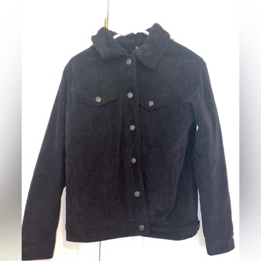 MAGCOMSEN Women's Corduroy Jacket Sherpa Fleece Lined - Black